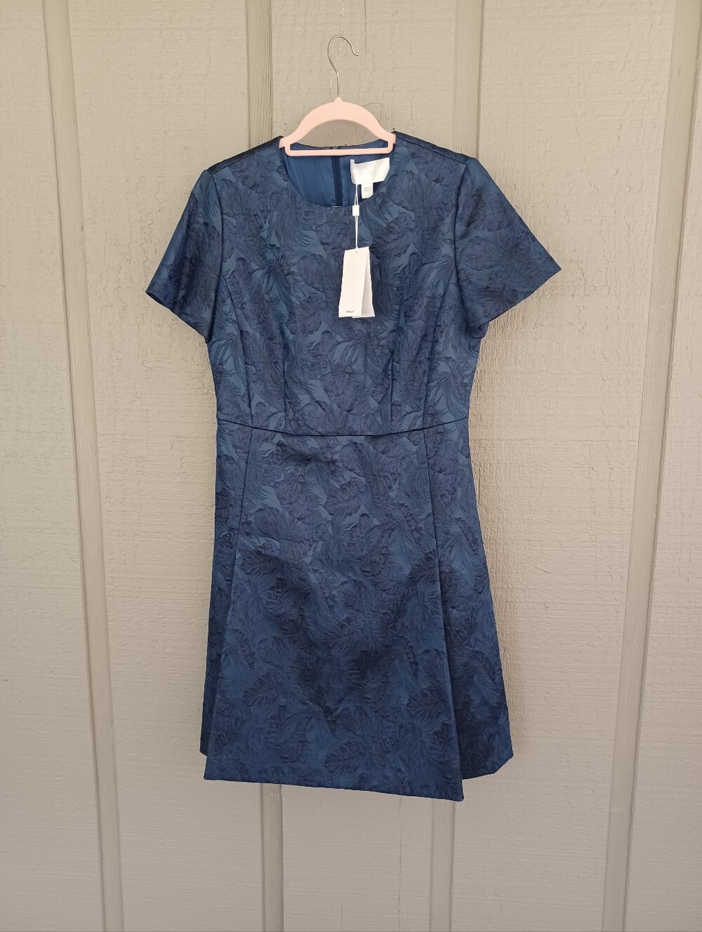 Hugo Boss Dargy Floral Jacquard Dress Size 8 Women Short Sleeve In Navy Office